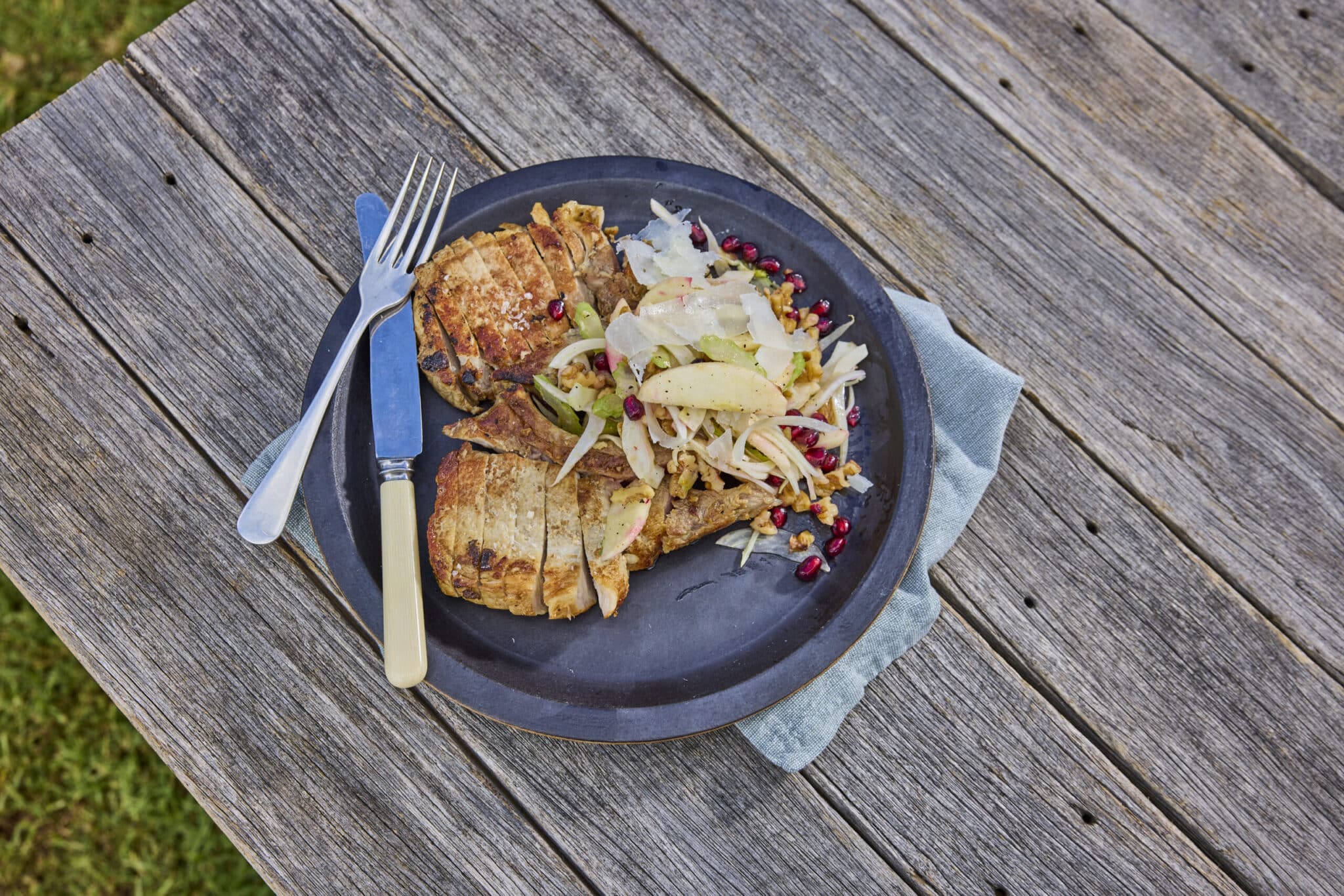 Envy Apple Fennel Salad with Pan Seared Pork Chop - Montague Farms