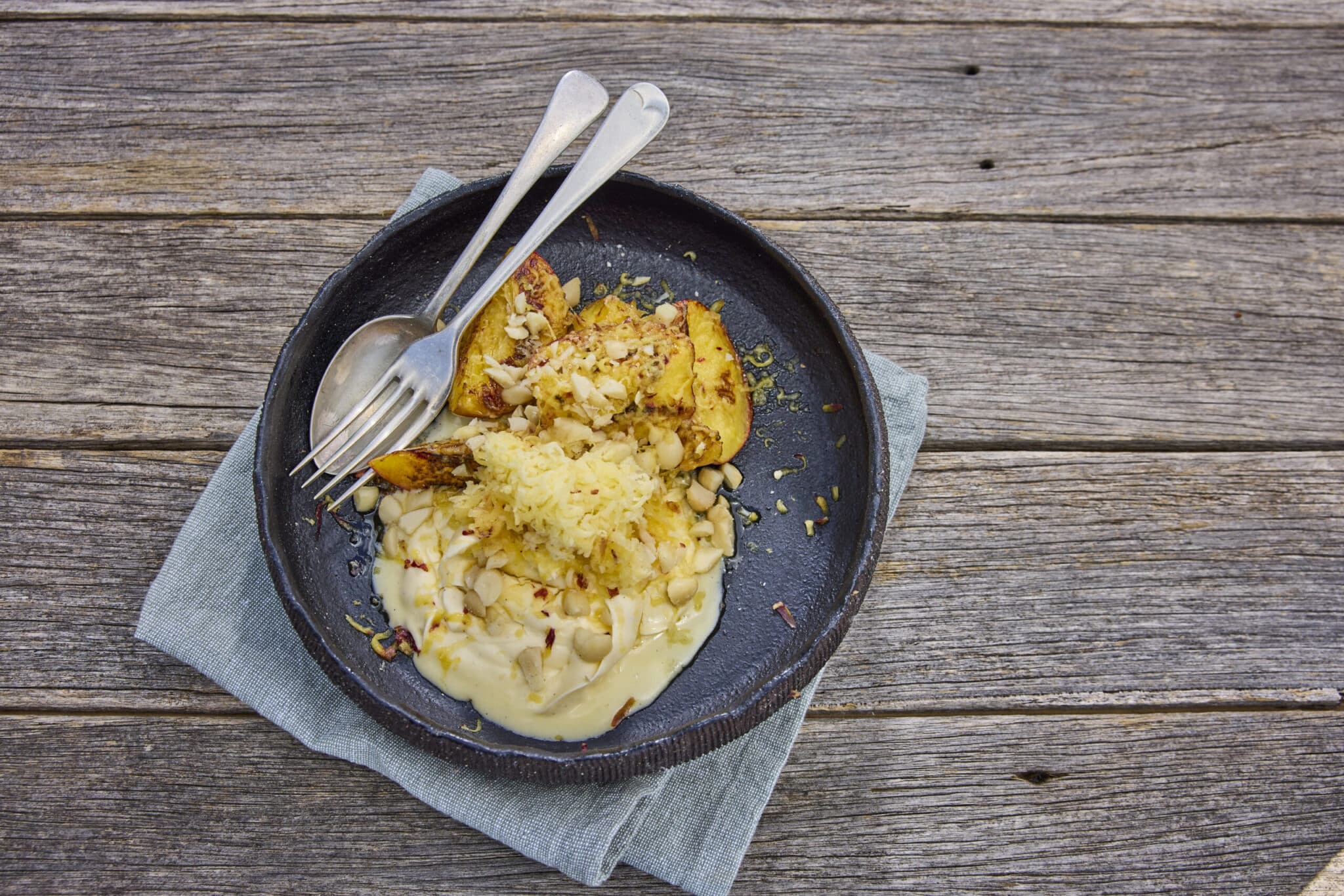 Charred Nectarines with Cream & Cheats Granita - Montague Farms