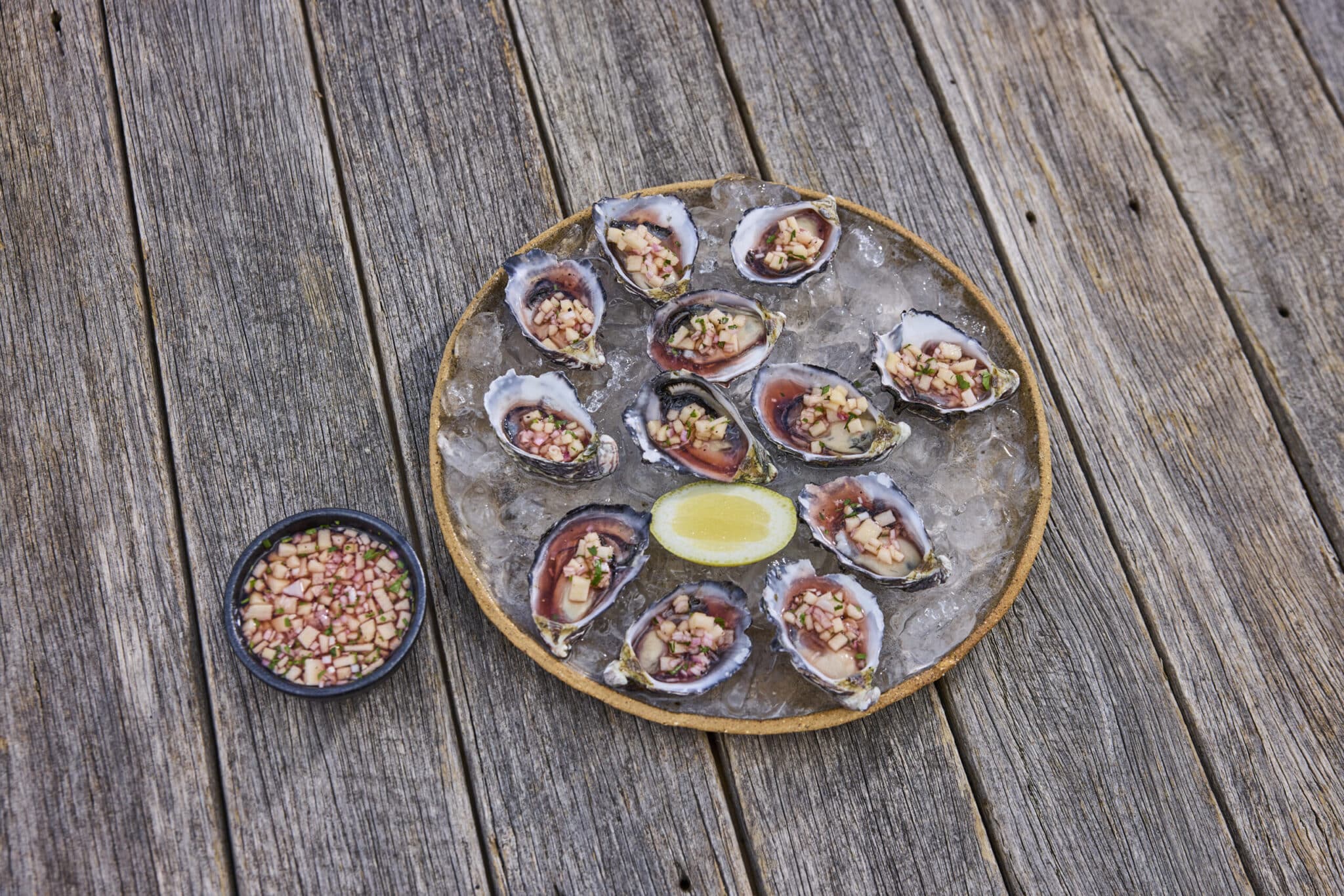 Oysters and apple mignonette - Montague Farms