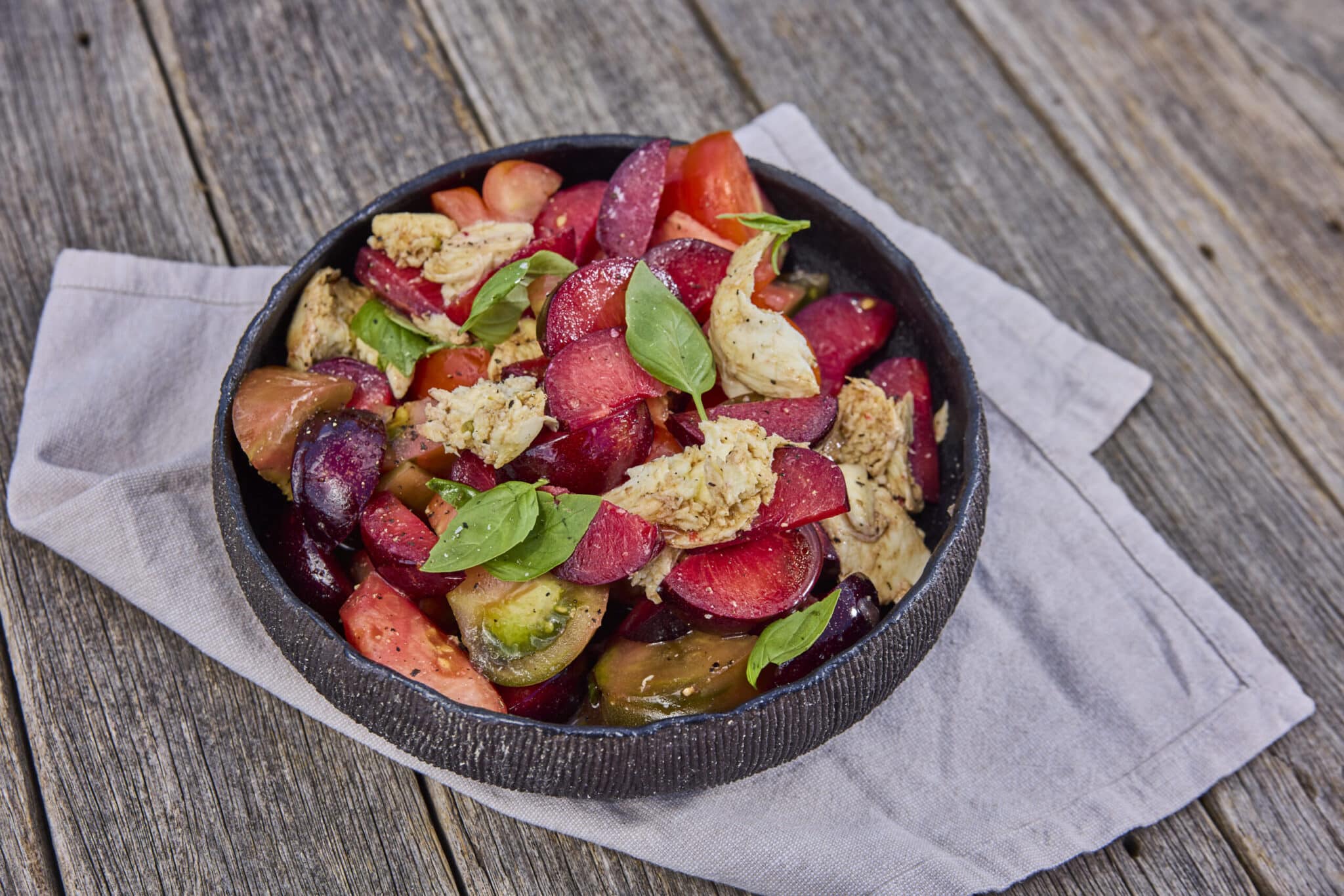 Plum, Tomato, and Mozzarella Salad - Montague Farms